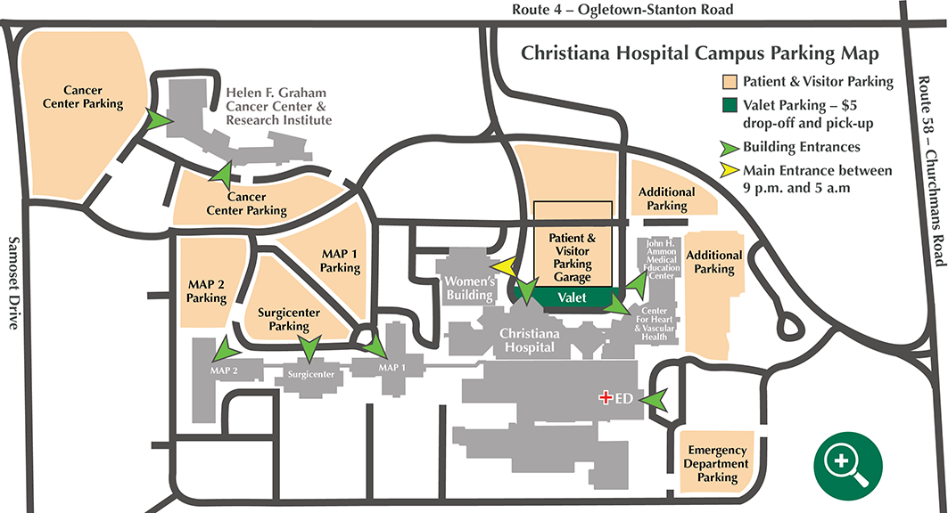 Mapa del campus de Christiana Hospital