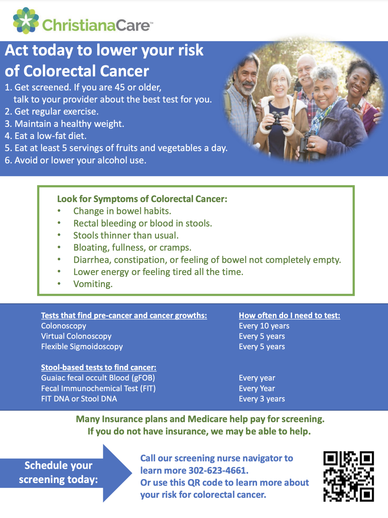 An image sample of the Colorectal Cancer awareness information sheet that is available for download