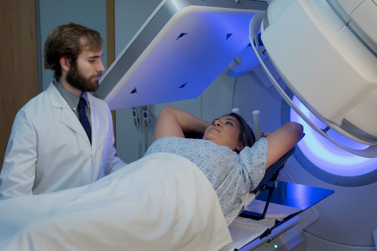 Woman Receiving Radiation Therapy Treatment