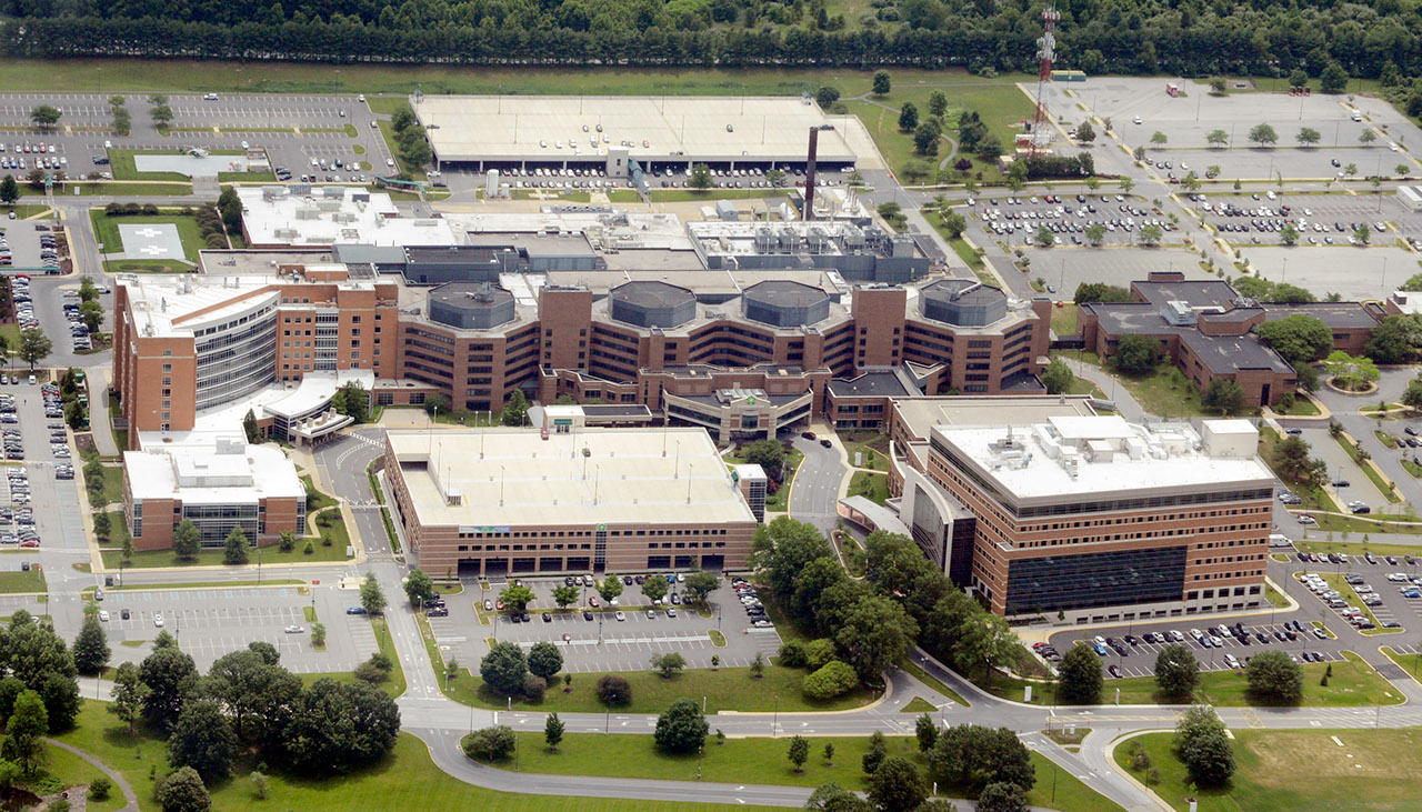 Una vista aérea de Christiana Hospital en 2021