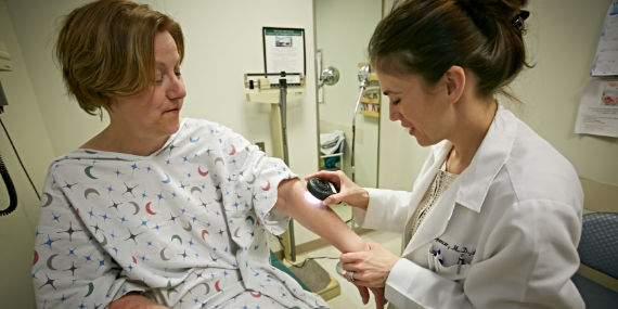 Patient at cancer treatment appointment