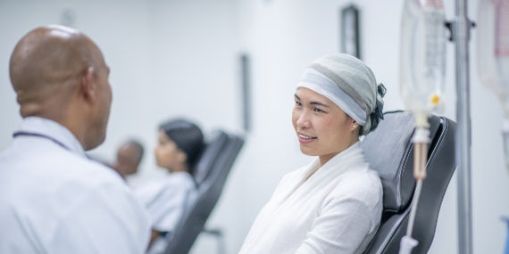 Patient talking to doctor