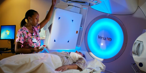 Patient at radiation oncology treatment