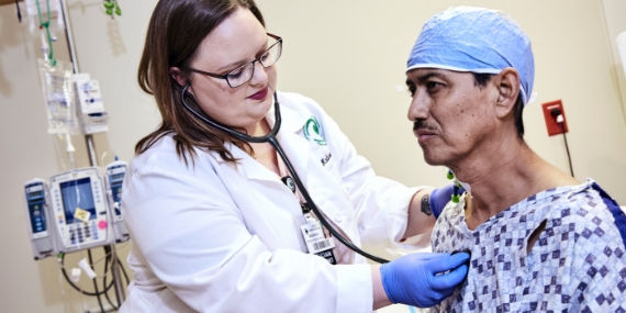 Cancer patient at follow up appointment