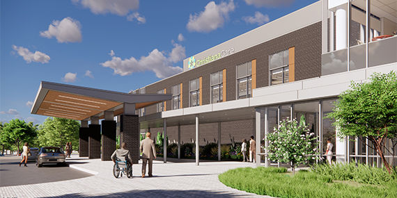 Artist's rendering of the new ChristianaCare Middletown cancer center