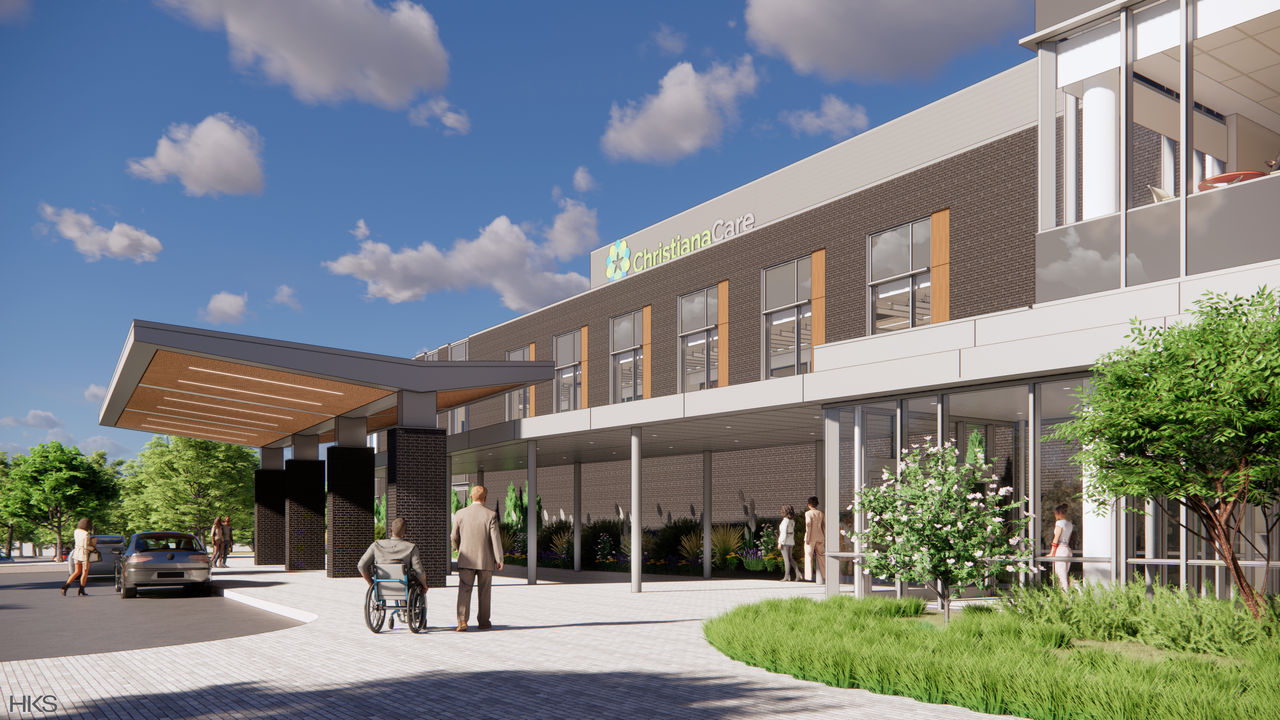 Artist's rendering of the entry for ChristianaCare Health Center Middletown Campus