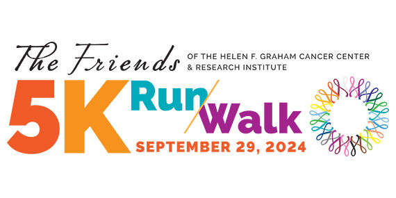 Logotipo de la caminata/maratón de 5 km de Amigos del Centro de Oncología Helen F. Graham