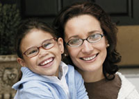 mother and child wearing glasses