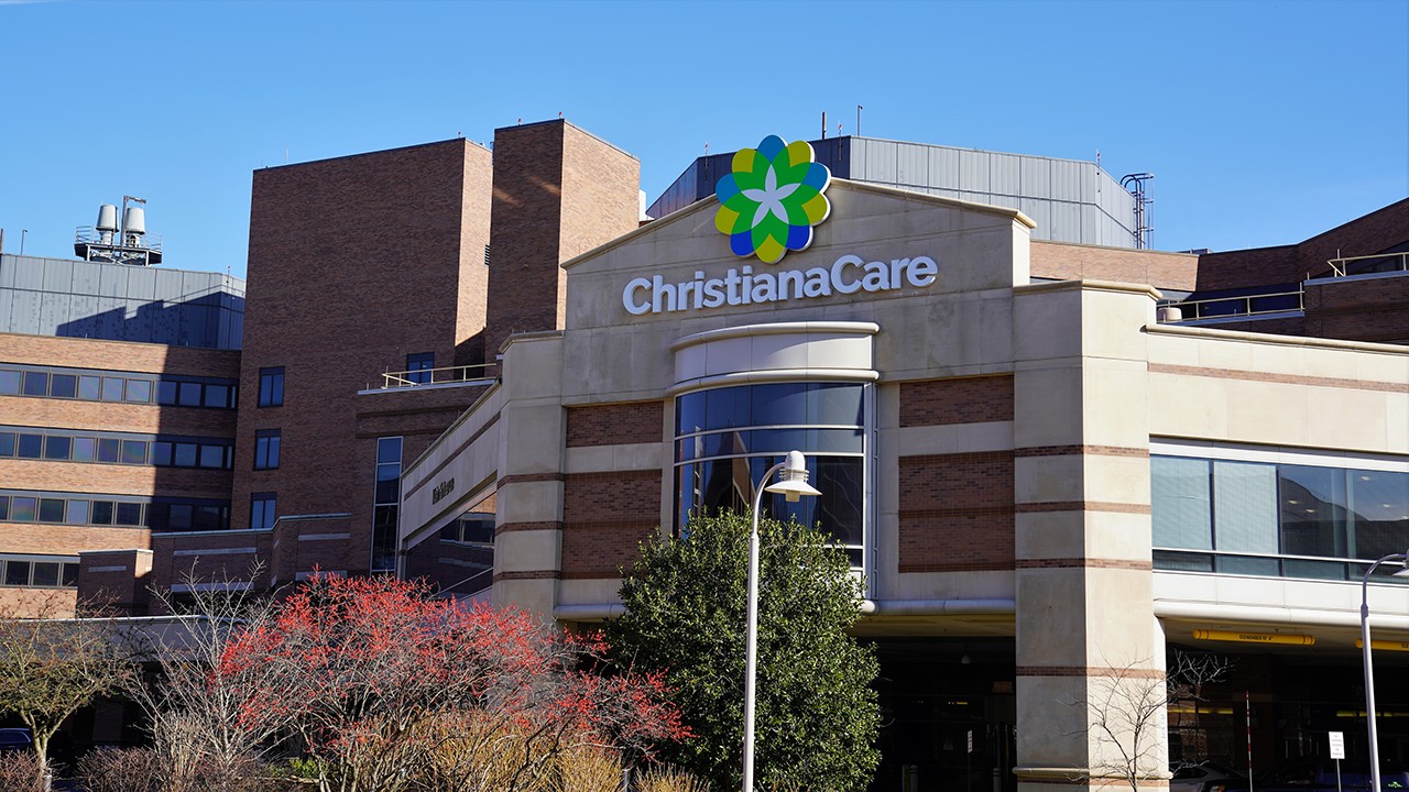 The main entrance of Christiana Hospital