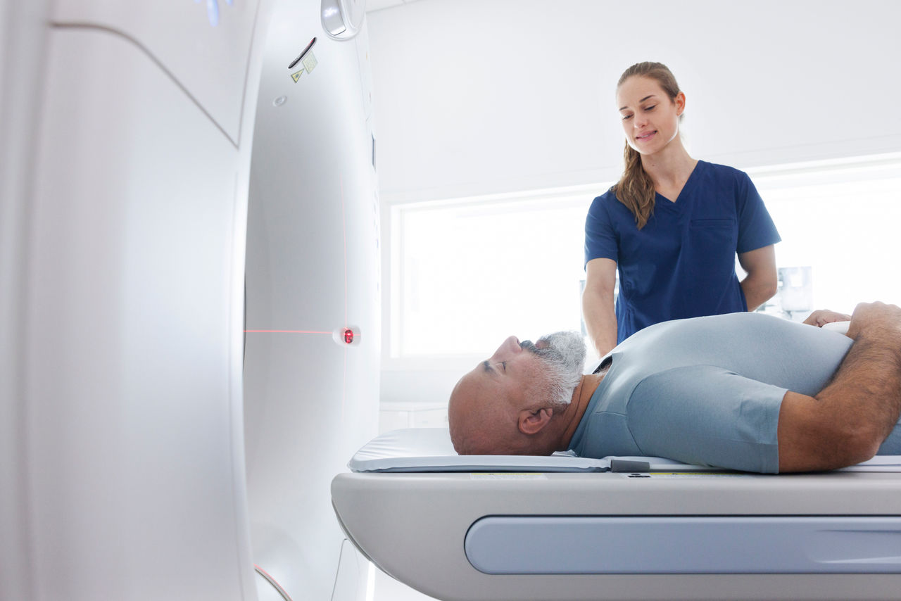 Patient getting CT scan