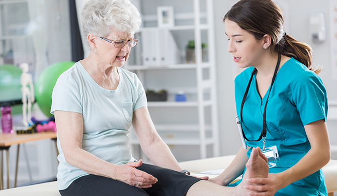 elderly woman with nurse