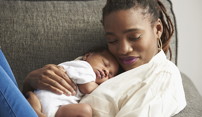 Mother holding baby