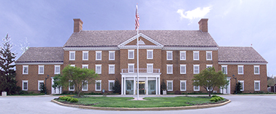 Front of large traditional American building