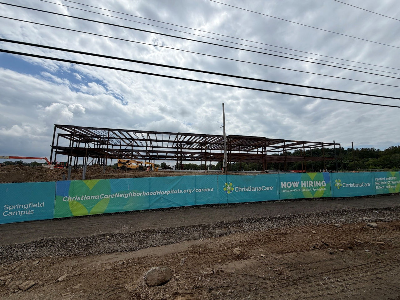 Construction work at the ChristianaCare Springfield Campus