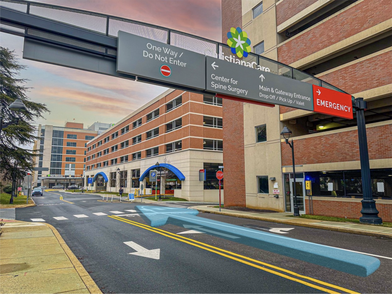 Step 1: Drive down Jefferson Street towards the garage.