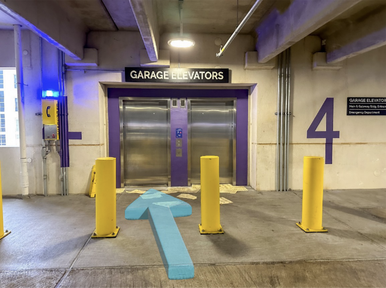 Step 3: After parking, take the garage elevators to the second floor