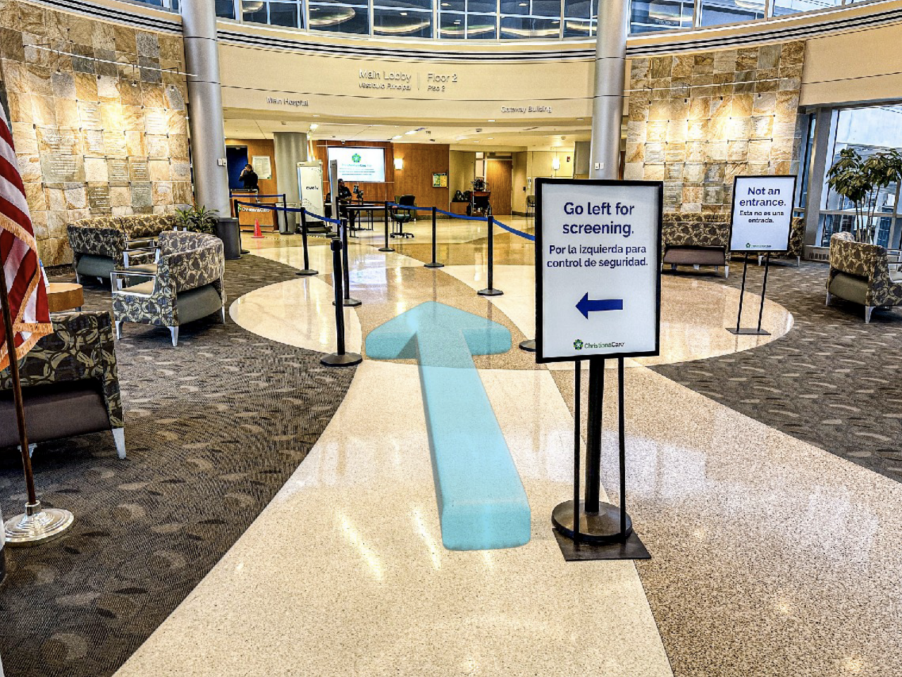 Step 6: Take the left lane towards the security checkpoint.