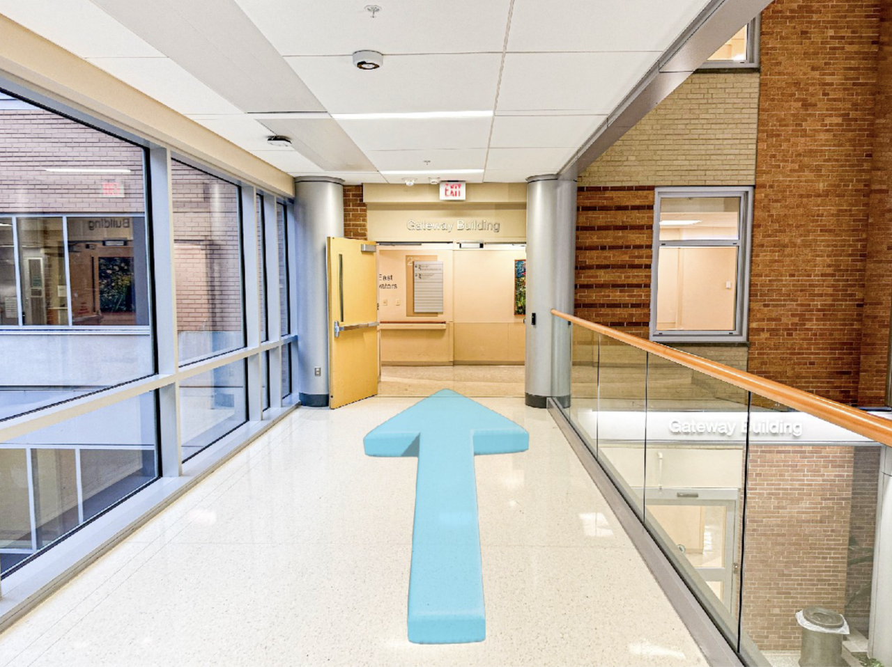 Step 13: Walk through the Gateway Building entrance and turn left.