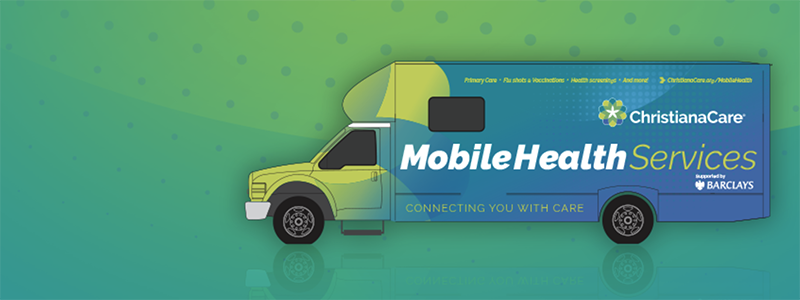 Illustration of ChristianaCare's Mobile Health Services van