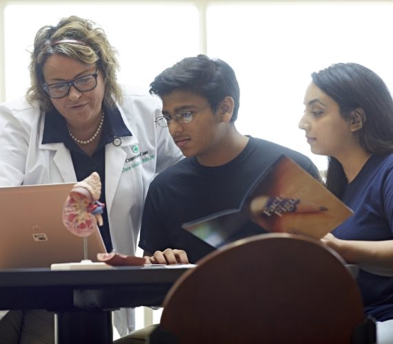 Doctor provides information to prospective patients